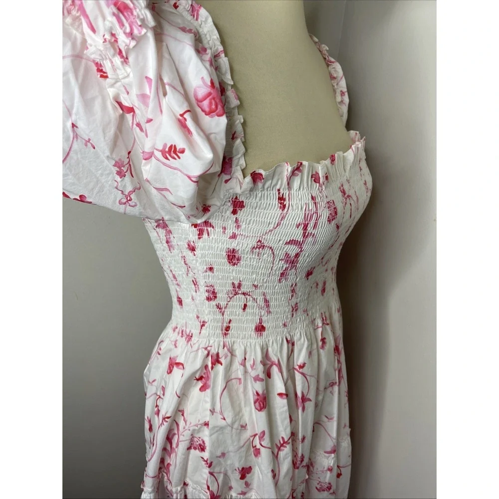 Hill House Nesli Nap Dress in Pink Rose Botanica XS - Picture 6 of 10
